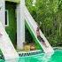 Build Modern Contemporary Mud Villa And Design Water Slide To Millionaire Swimming Pool