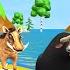 Paint Animals Cow Gorilla Elephant Lion Tiger Dinosaur Fountain Crossing Transformation Cartoon