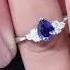 Rosec Jewels Pear Shaped Lab Created Blue Sapphire Engagement Ring With Moissanite Trio 1 25 CT