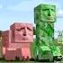 Грустный сигма крипер с сигма свинкой шли по полю в Minecratf