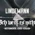 ICH WEISS ES NICHT LINDEMANN Instrumental Cover Karaoke Jamtrack Playalong