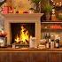 Crackling Fireplace And Calm Jazz Background Music At Classy Coffee Shop Warm Atmosphere For Relax