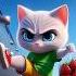 Котик любит клубнику мультик Cats кот юмор нейросеть ии Aiart Aicat Dalle3 Cartoon