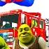 Siêu Nhân Người Nhện Chạy Xe Ô Tô Cứu Hỏa Giải Cứu Shrek 3D Hulk VS Spiderman Racing Car Avenger