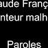 Claude François Le Chanteur Malheureux Paroles