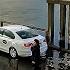 DRONE FILMS UBER TAXI PARTING THE SEA AND GETS STUCK ON HOLY ISLAND CAUSEWAY