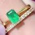 Rosec Jewels 1 75 CT Emerald And Diamond Ring Set Natural Emerald Ring Set With Diamond