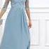 POMUYOO Enchanting A Line Half Sleeves Lace Long Chiffon Mother Of The Bride Dresses