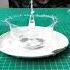 Slow Motion Footage Of A Ring Falling Into A Saucer Of Water