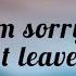 SLANDER I M Sorry Don T Leave Me I Want Here With Me Lyrics Love Is Gone