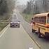 Dramatic Footage Shows Truck Narrowly Miss School Bus As Brakes Fail